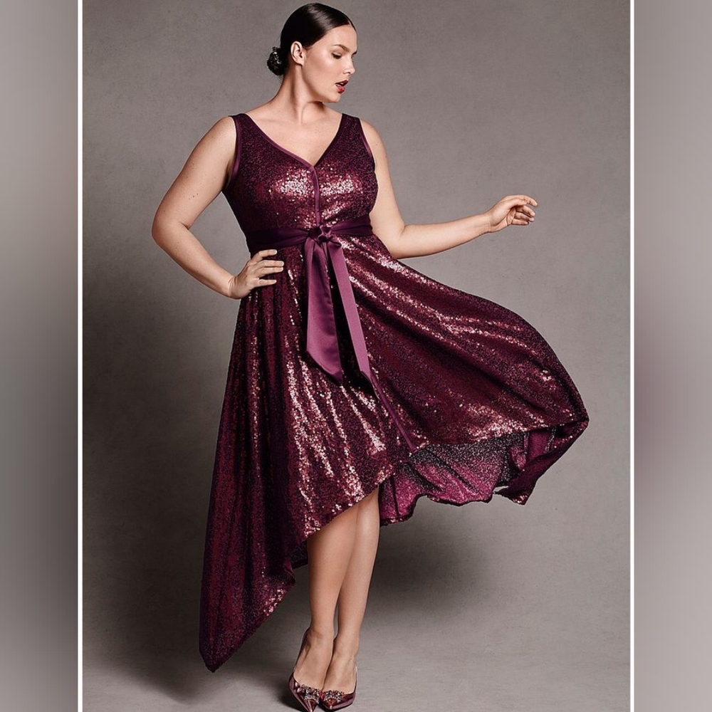 Isabel Toledo Sequined Burgundy Dress from Lane Bryant SIZE 22